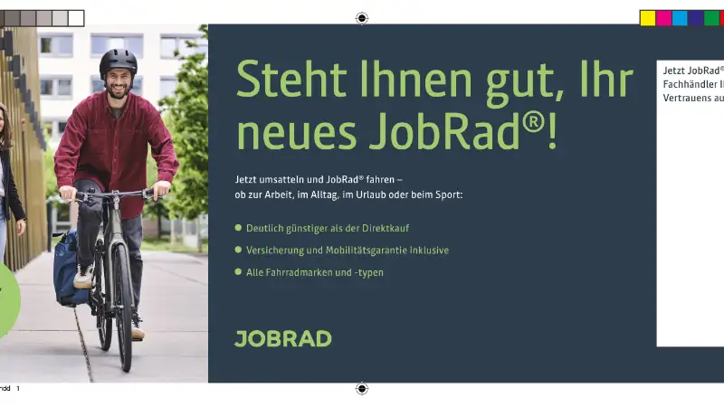 JobRad-Anzeigenvorlage im Querformat JobRad-Anzeigenvorlage im Querformat