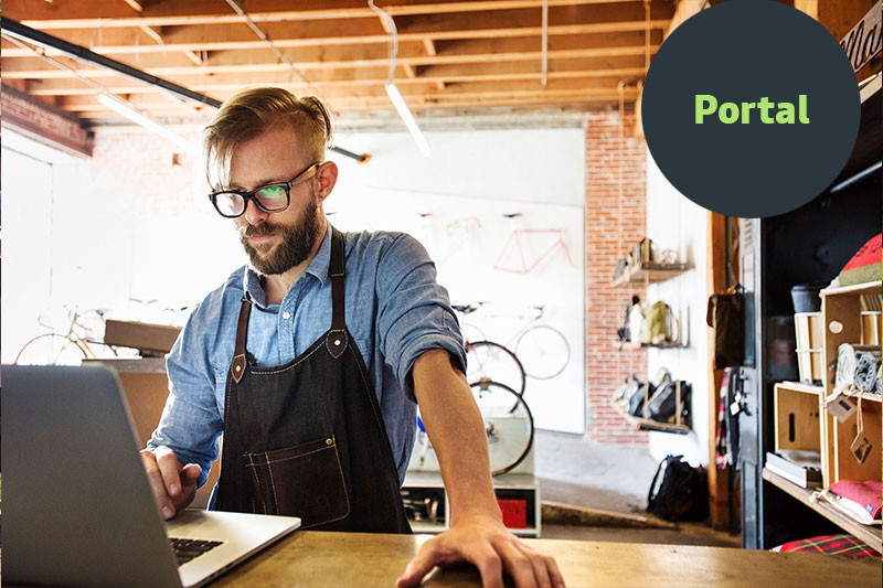 Fachhändler nutzt die Partner API, in der bubble steht Portal